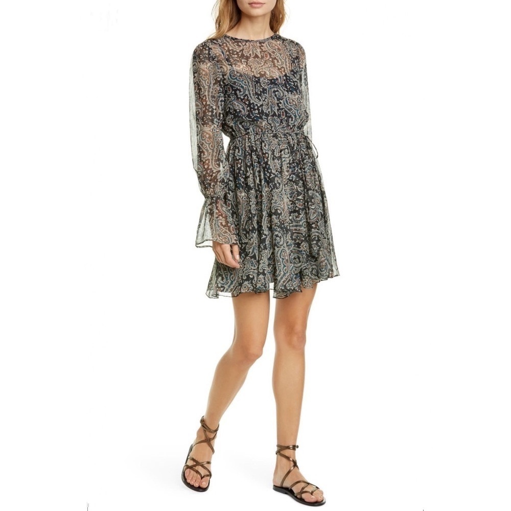 Joie Manning Mini Dress Long Sleeve Bohemian Retro
